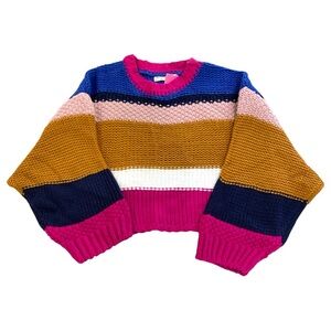 Simply Southern Oversized Cropped Striped Sweater XL Multicolor Knit NWT